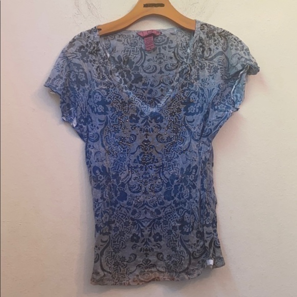 IDI Matthew blue floral top